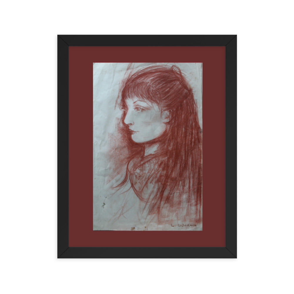 Drawing Red Chalk Face 2 framed print