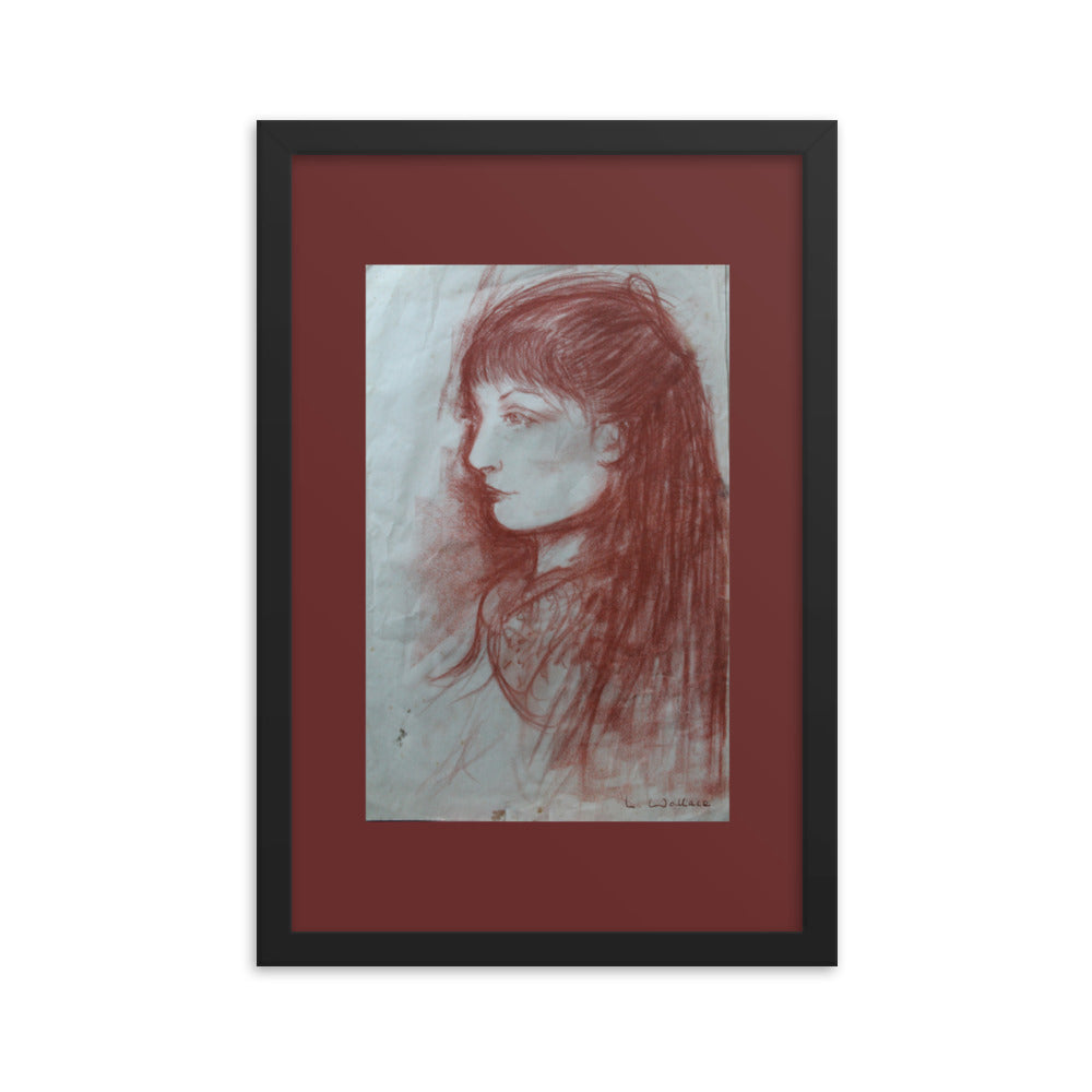 Drawing Red Chalk Face 2 framed print