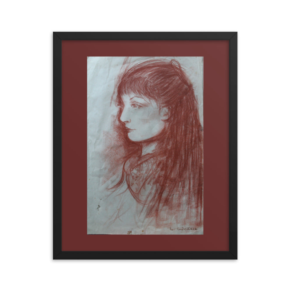 Drawing Red Chalk Face 2 framed print