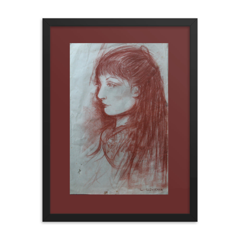 Drawing Red Chalk Face 2 framed print