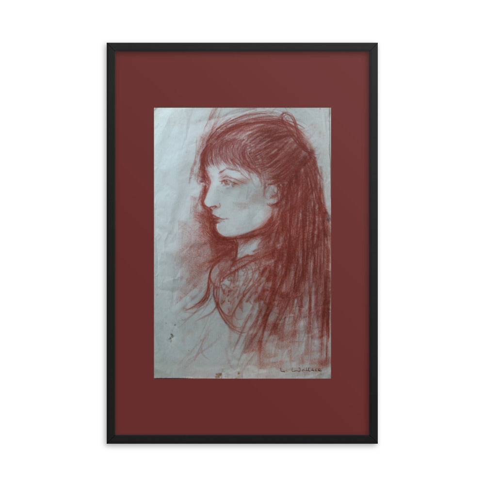 Drawing Red Chalk Face 2 framed print