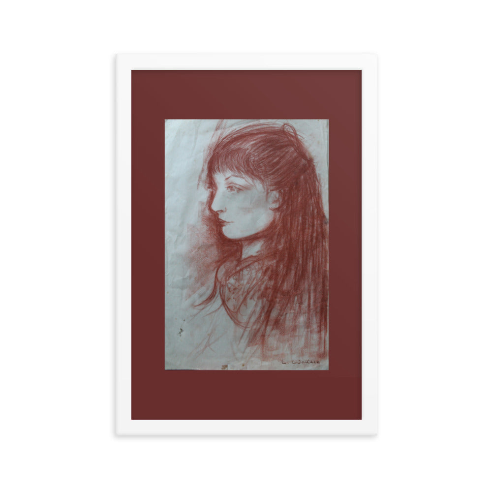 Drawing Red Chalk Face 2 framed print
