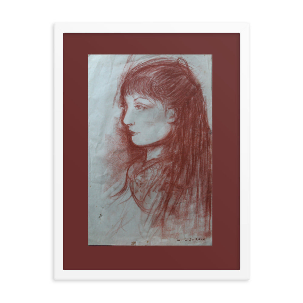 Drawing Red Chalk Face 2 framed print