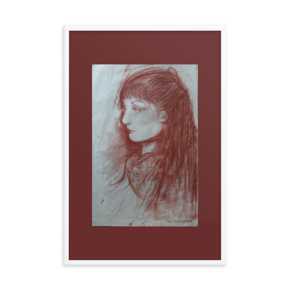 Drawing Red Chalk Face 2 framed print