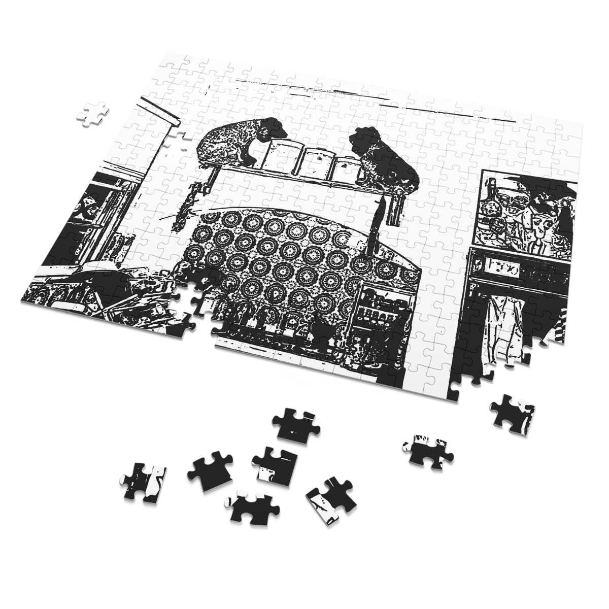 Spaniels on the Mantlepiece Jigsaw Puzzle with Tin