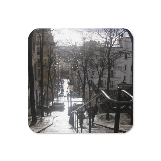 Paris Montmartre Handrail photo Cork-back coaster