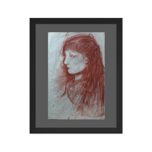 Drawing Red Chalk Face 1 framed poster