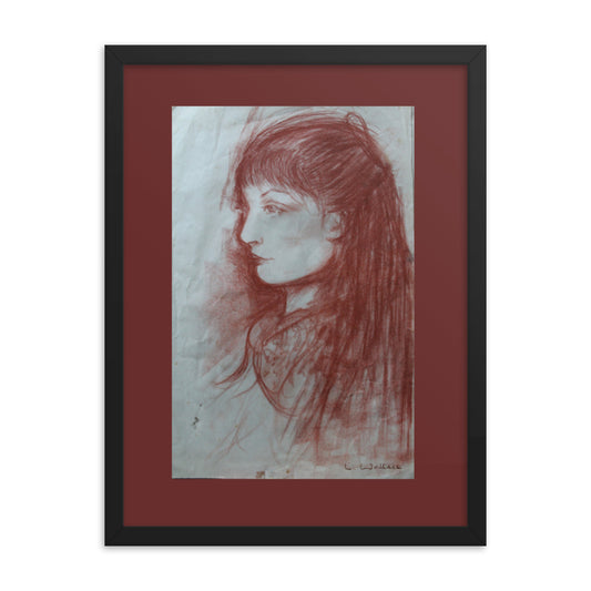 Drawing Red Chalk Face 2 framed poster