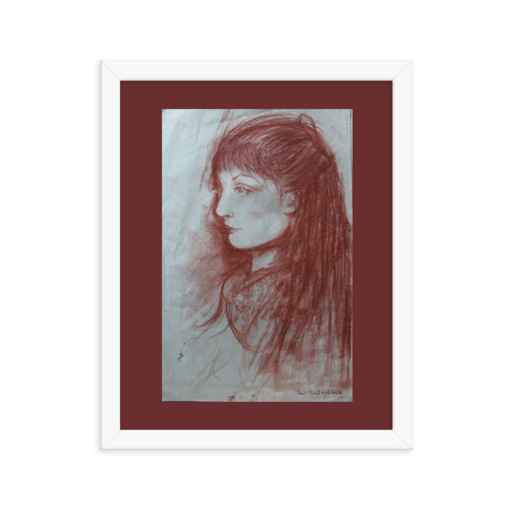 Drawing Red Chalk Face 2 framed print